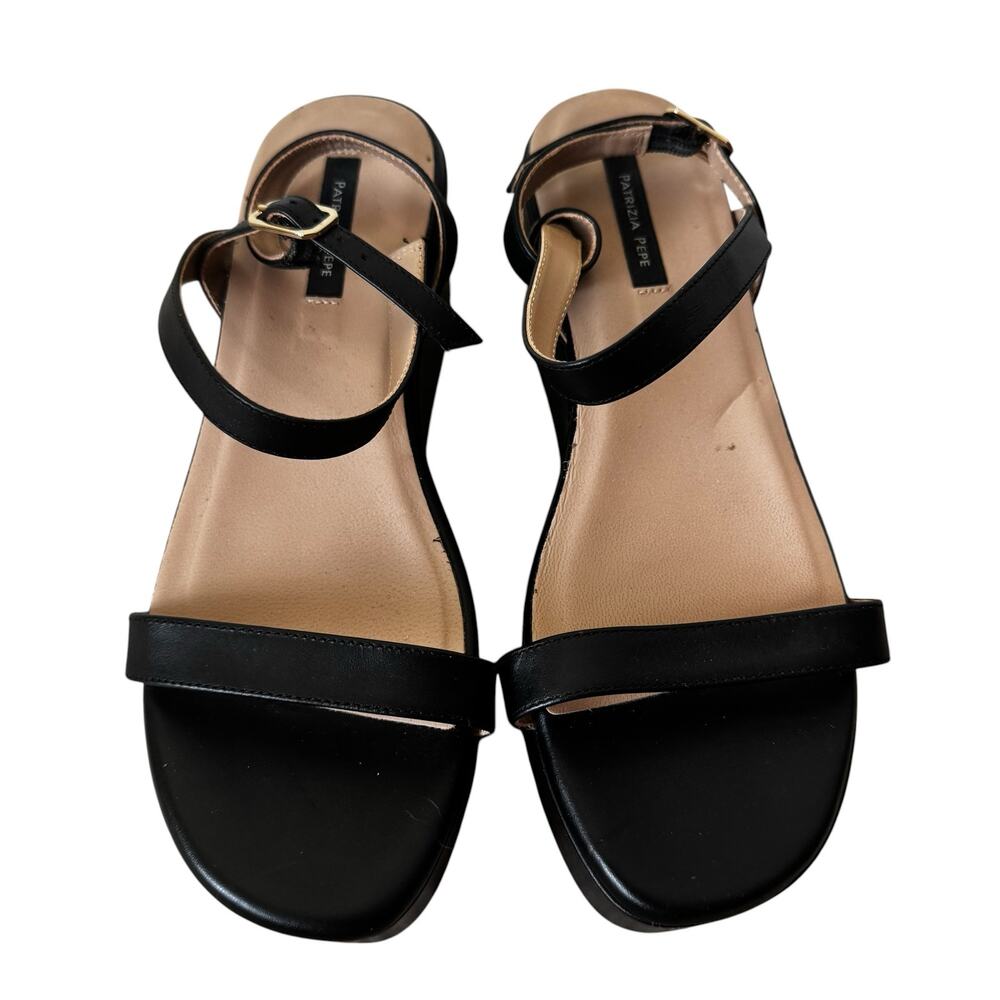 PATRIZIA PETE Platform Ankle Strap Sandals Black Green Size 38